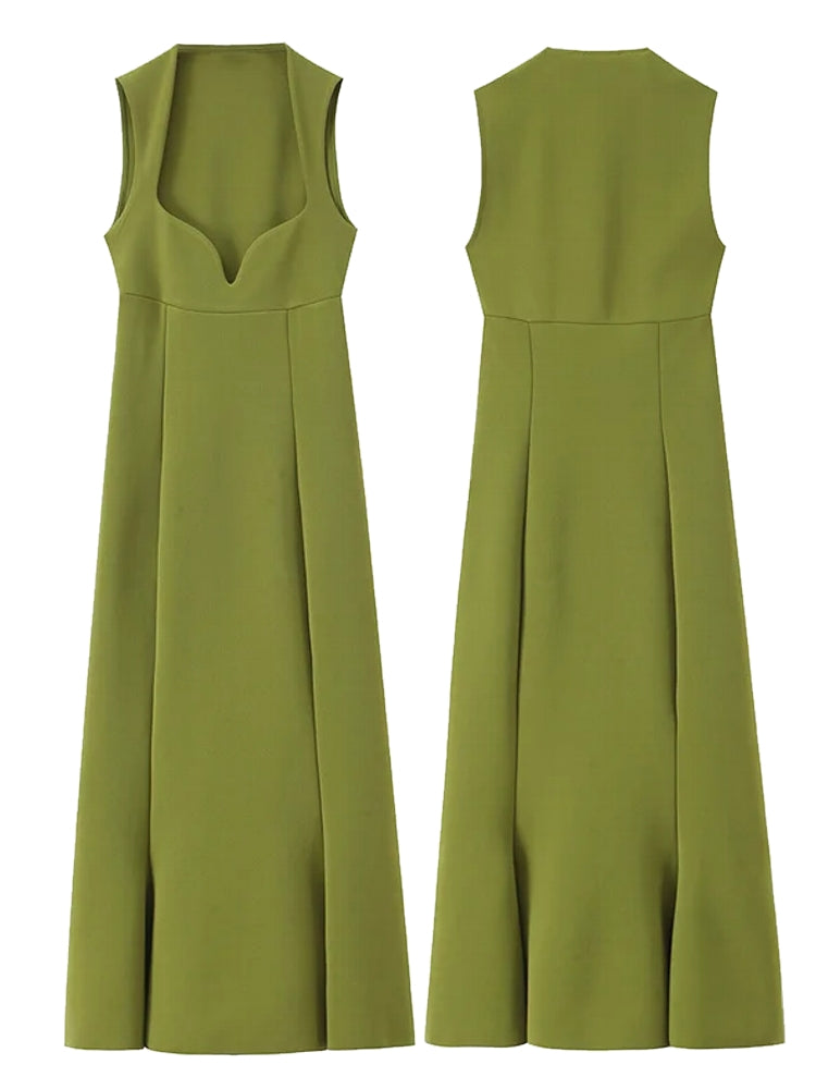 Sleeveless Heart-Shaped Neck A-Line Long Dress – Come4Buy eShop