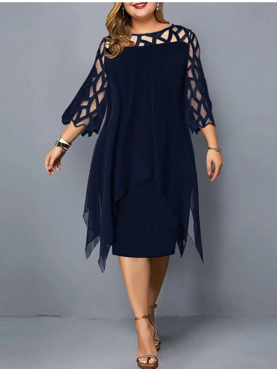 Summer Plus Size Women Chiffon Hollow Dresses 6XL