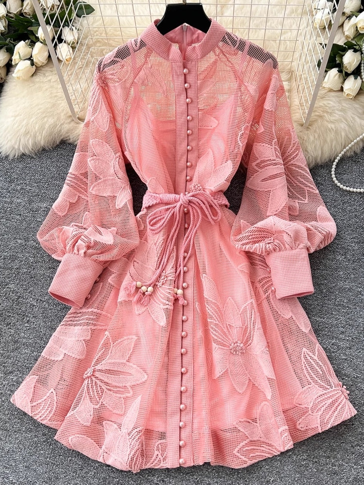 Stand Collar Belt Party Birthday Dress For Women – Come4Buy eShop
