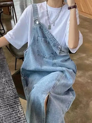 Women Denim Sleeveless Dress with Spaghetti Straps