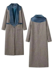 Versatile Casual Long Plaid Woolen Coat