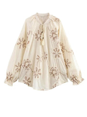 Women Tassel Casual Summer Embroider Blouses