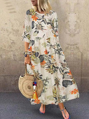 Geometric Print Loose Maxi Dress