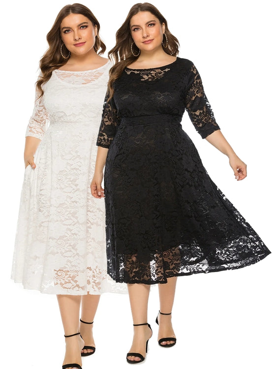 Elegant Oversized Dress Lace Evening Dress 8XL