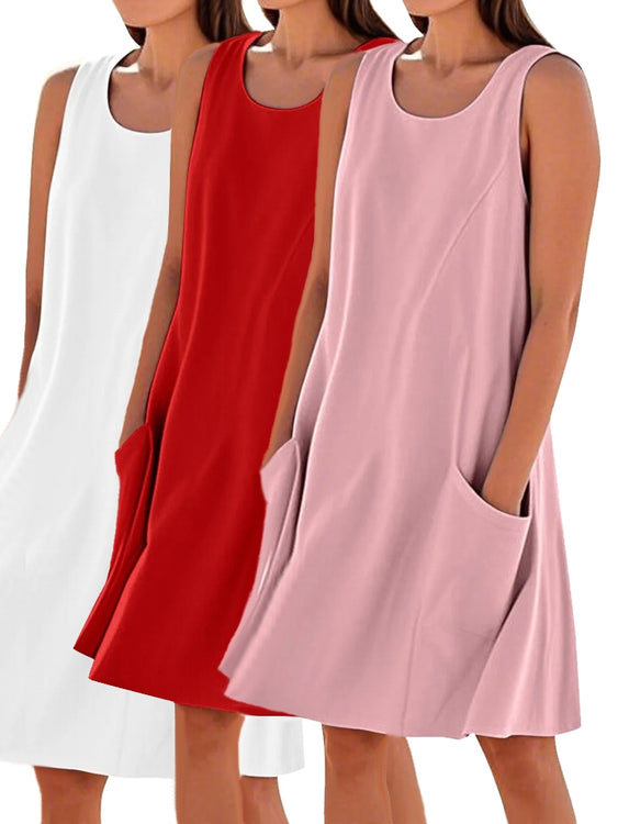 Casual Sleeveless Sundresses With Pockets Tank Dress