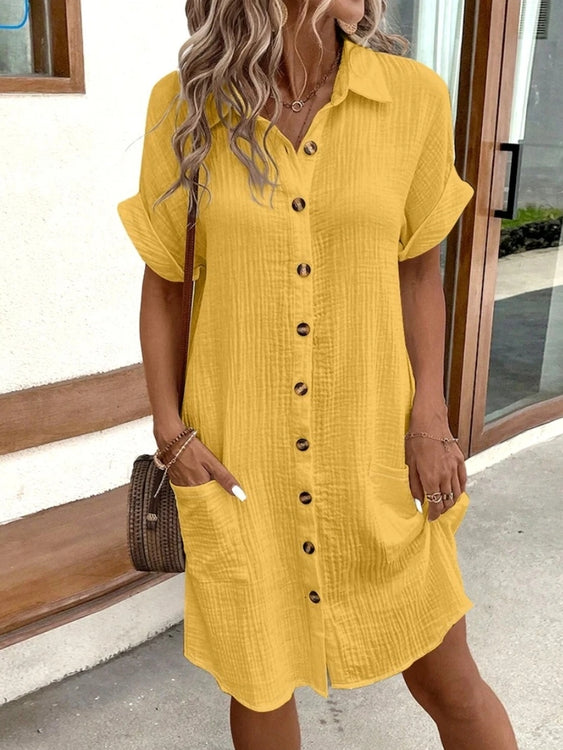 Vintage Women Solid Summer Dress