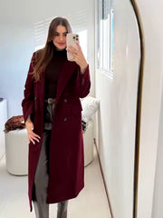 Winter Burgundy Woolen Coat