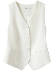 Slim Fitting Collarless Short Vest