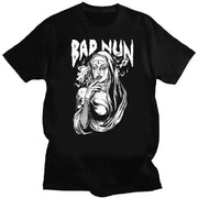 Comfort Funny Tee Shirt Print Satanic Nun