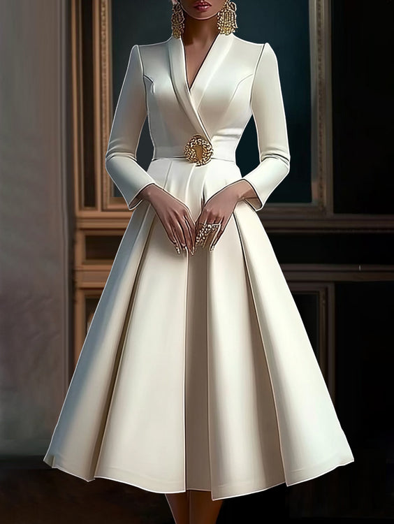 Elegant Pleated Women A-Line Evening Party Dress