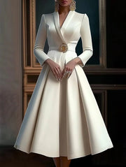 Elegant Pleated Women A-Line Evening Party Dress