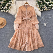 Elegant Single Breasted Party Midi Dresses
