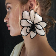 Embroidery Large Flower Stud Earrings