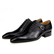 Exquisite Metal Buckle Genuine Leather Men Business Shoes