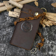 Fashionable Leather Long Wallet With Braided Strap