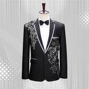 Luxury Patchwork Blazer Single-Button Jacket for Men