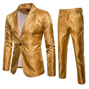 Luxury Tuxedo Dress Men Party Jacquard Suit and Pant Set