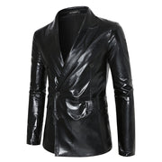 Men Double-breasted Thin Suit Gold Jacket