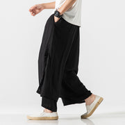 Men Linen Harem Pants Breathable Wide Leg Pants