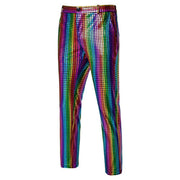 Men Luxurious Sequin Checkered Suit Pants