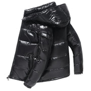 Men Trend Solid Color Short Winter Warm Hooded Parkas