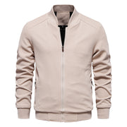 Men Waffle Fleece Lined Zipper Pocket Bomber Jacket
