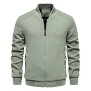 Men Waffle Fleece Lined Zipper Pocket Bomber Jacket