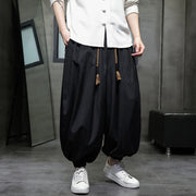 Men Wide Leg Pants Casual Elastic Waist Loose Trousers