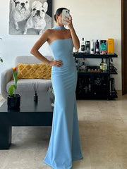 Off Shoulder Halter Slim Long Maxi Dress