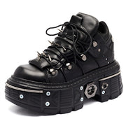 Punk Women Rivet Metal Platform Ankle Boots