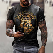 Retro America Route 66 3D Printed Men's T-shirts