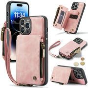 Retro Leather Back Case For iPhone Zipper Back Cover Wallet