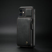 Retro Leather Back Case For iPhone Zipper Back Cover Wallet