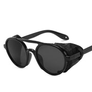 Retro Round Leather Glasses Steam Punk Outdoor Goggles UV400