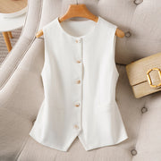Single-Breasted Short Round Neck Sleeveless Suit Vest