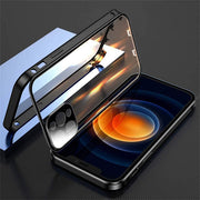 Metal Magnetic Double-Sided Glass Snap Lock Phone Case For iPhone 11 ,12 , 13