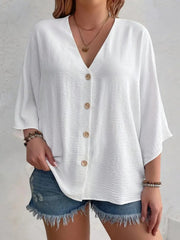 Summer Elegant Solid Color Casual Blouse