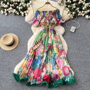 Summer Off Shoulder Gorgeous Flower Holiday Dress