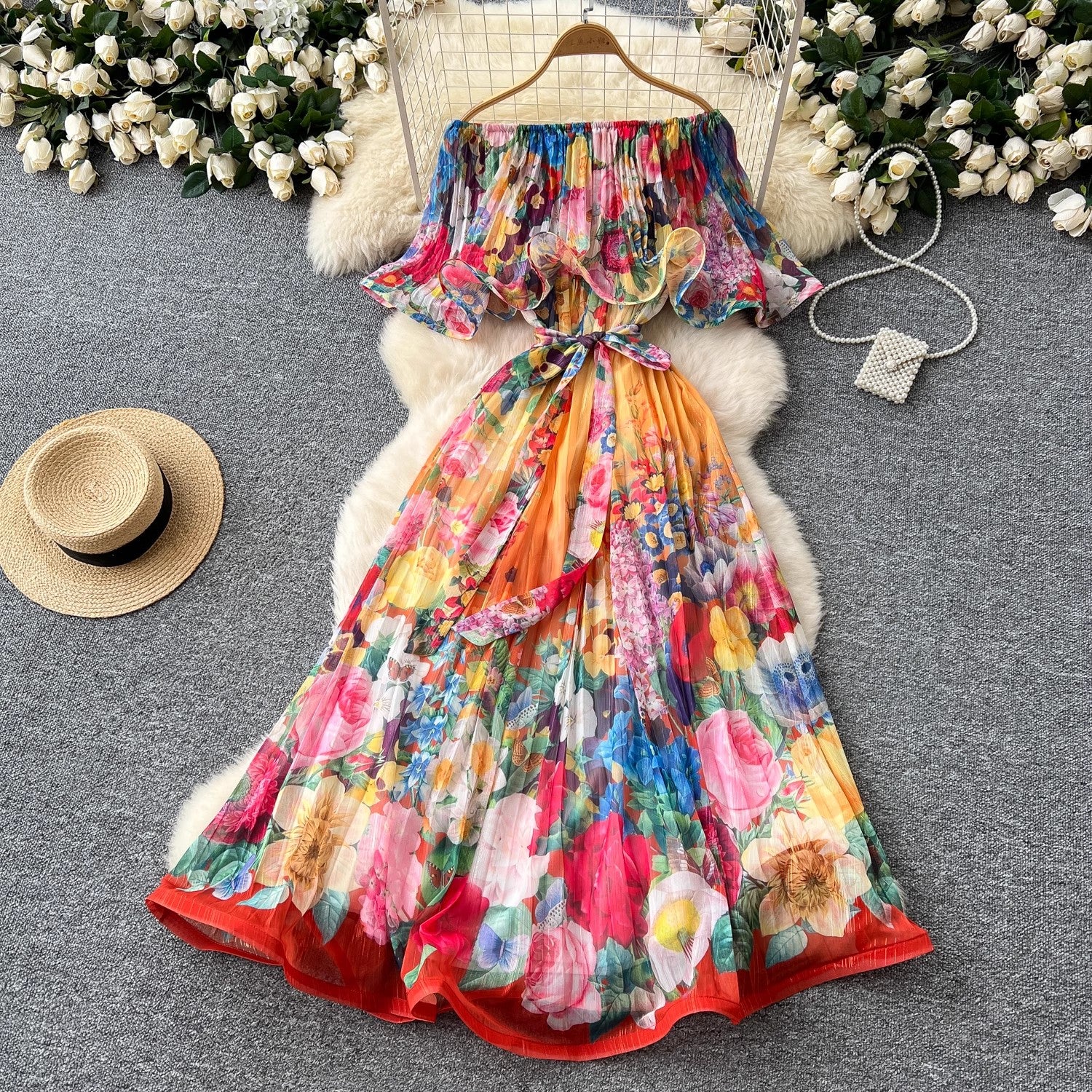 Summer Off Shoulder Gorgeous Flower Holiday Dress Come4Buy eShop Summer Off Shoulder Gorgeous Flower Holiday Dress Come4Buy eShop