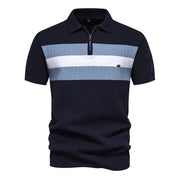 Summer Textured Ribbed Knit Cool Polo Shirt