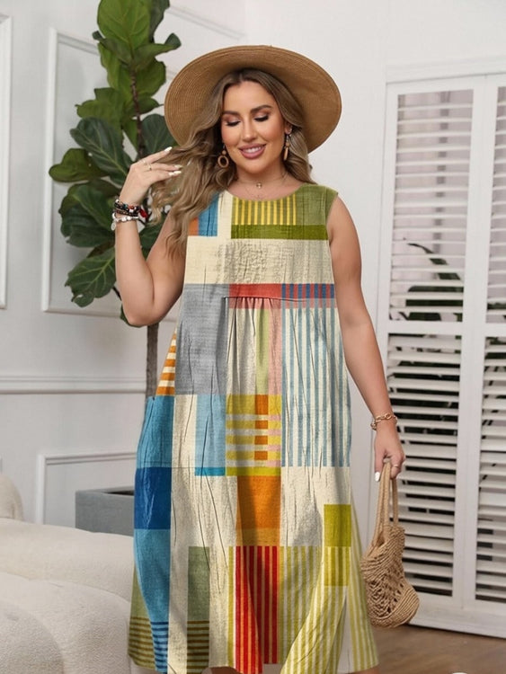 Vestido Casual Loose Straight Midi Sundress