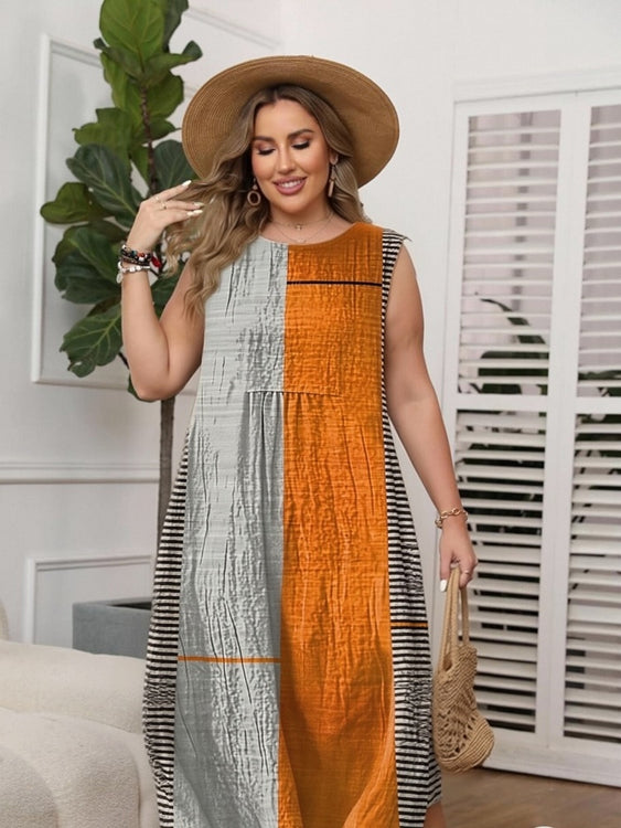 Vintage Midi Dresses Plus Size Summer Robes 5XL