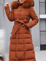 Winter Warm Women Bow Belt Thick Coat Jacket