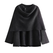 Women Asymmetric Scarf Plush Winter Jacket