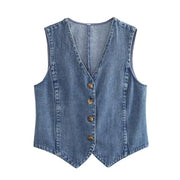 Women Blue Denim Waistcoat