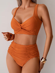 Women Cross Pleate Push Up Padded Bikini Set 