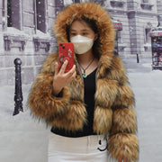 Women Faux Fur Coat Jacket Winter Warm Thick Fox Raccoon