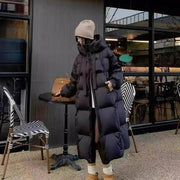 Women Long Loose Thick Fashionable Hooded Jacket