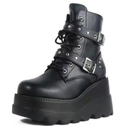 Unisex PU Leather Ankle Boots Platform Gothic Shoes