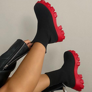 Women Short Knitting Platform Ankle Boots